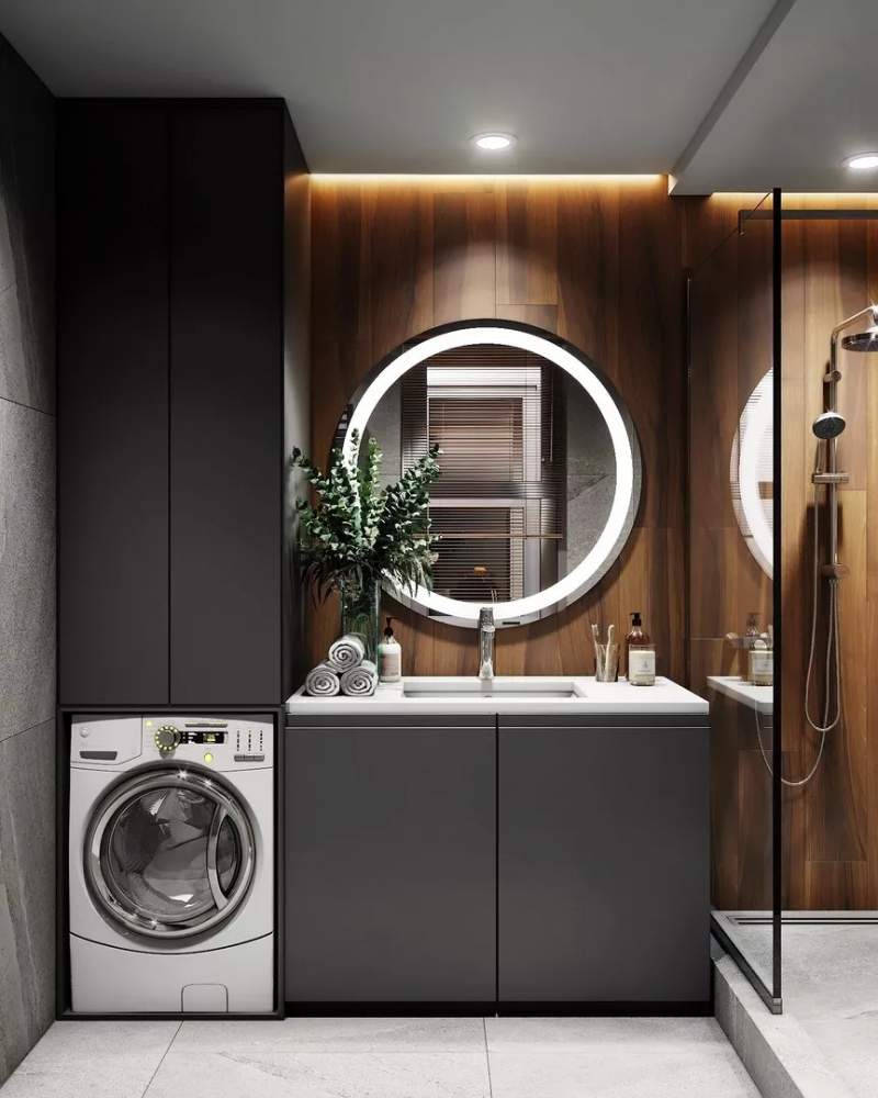 亿品装饰之卫生间怎么放洗衣机？做个柜子好方便！