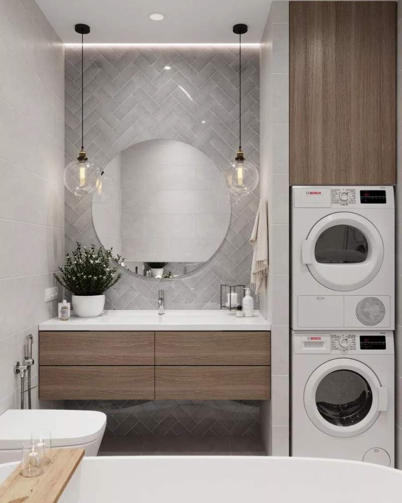 亿品装饰之卫生间怎么放洗衣机？做个柜子好方便！