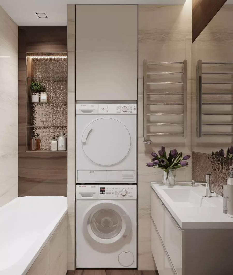 亿品装饰之卫生间怎么放洗衣机？做个柜子好方便！